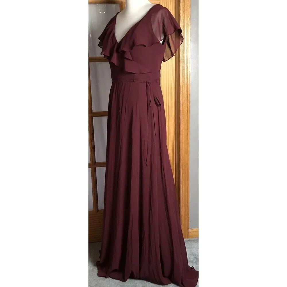 Morilee Chiffon Evening Gown 6 Burgundy Bridesmaid Prom Formal Fairy Whimsigoth - Picture 2 of 12